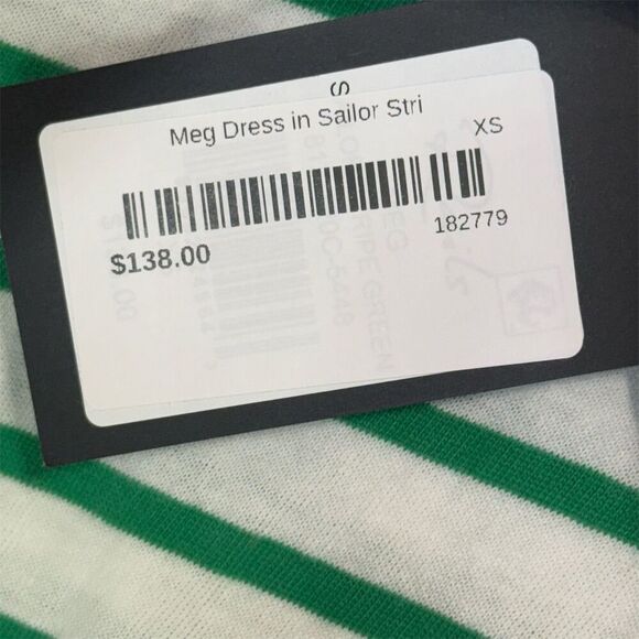Rails Meg Dress XS Green White Sailor Stripe Tank Midi Dress NWT $138 Cotton - Picture 6 of 9